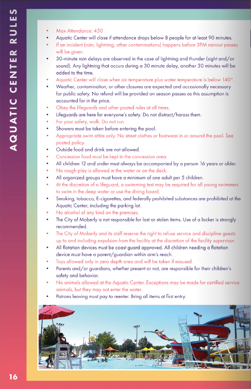 Aquatic Center Rules